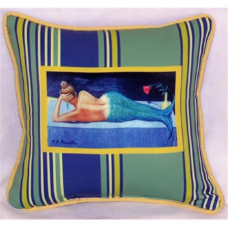 Betsy Drake SN073 Mermaid Small Outdoor-Indoor Pillow 12x12
